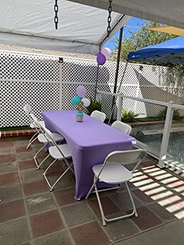 YOUR CHAIR COVERS Rectangular Spandex Table Covers 6ft Fitted Tablecloth Wedding Event Patio Decorations Elastic Fabric Stretch Tables Cover for 6 ft Folding Table (Lavender) - Image 2