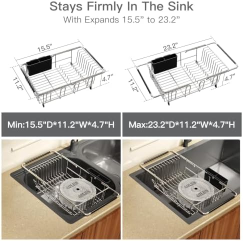 MAJALiS Dish Drying Rack Over The Sink with Utensil Holder, Mat - Image 3