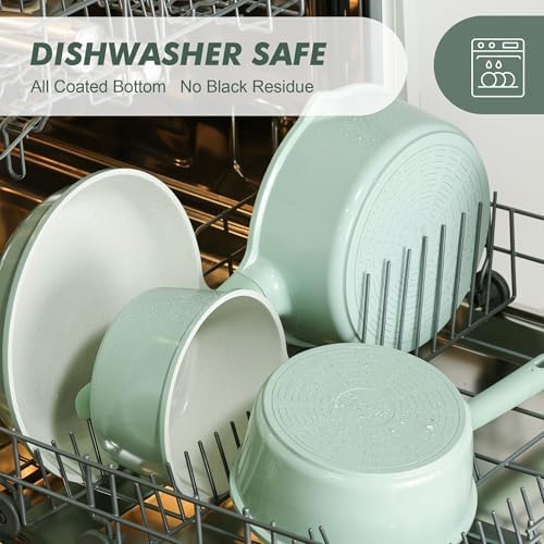 SENSARTE Ceramic Nonstick Saucepan with Lid 2.0QT, PTFE/PFAS Free, Green - Image 6