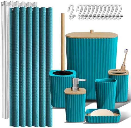 Clara Clark Teal Bathroom Set, Shower Curtain Set, Bathroom Accessory Set by ClaraClark