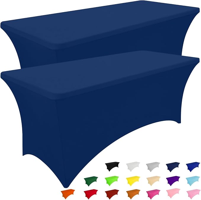 Smiry 5 Pack Spandex Table Cloth 6FT, Elastic Fitted Navy Tablecloth by Smiry