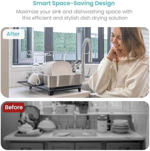 Home Zone Living Dish Drying Rack for Kitchen Counter - Image 6