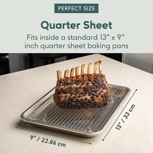 Ultra Cuisine Cooling & Baking Rack Set - 8.5'' x 12'' - Set of 2 | 100% Stainless Steel, Oven-Safe, Dishwasher-Safe, Heavy Duty Tight-Wire, Set of 2, Quater Sheet Pan Cooling Racks, Easy Clean - Image 3