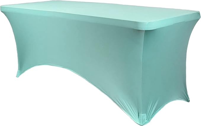 YOUR CHAIR COVERS - 8ft Robin Egg Rectangular Spandex Table Covers Fitted Tablecloth Wedding Event Patio Decorations Elastic Fabric Stretch for Folding Table by YourChairCovers