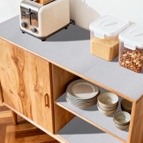FIFTY FEET 12"x120" Non-Adhesive Shelf Liner for Kitchen Cabinets and Drawers, Washable Non-Slip PVC Cabinet Liner (Black Circle)(3 Roll) - Image 3