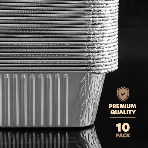 PLASTICPRO 10 Pack Aluminum Pans 12.5'' x 9" Disposable Pans with Covers Heavy Duty 8 lb Foil Pans for Baking and Cooking - Image 7