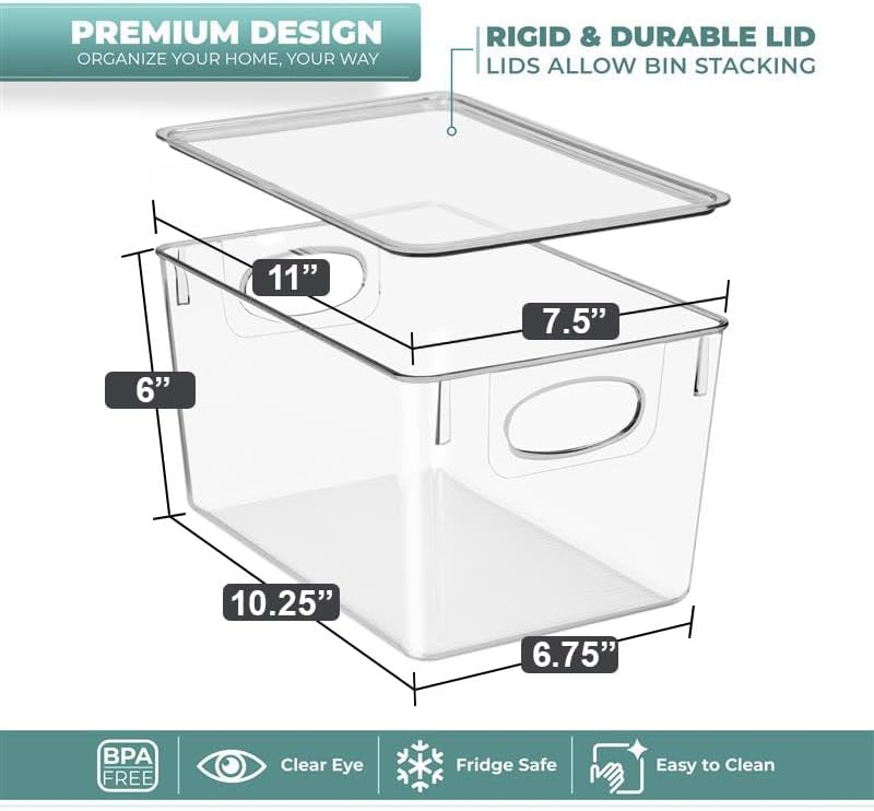 Sorbus Large Clear Plastic Storage Bins with Lids, Clear Stackable Storage Bins, Laundry Room Organizer Bins, Office, Classroom, Playroom, Bathroom, Laundry Room Organization and Storage (4 Pack) - Image 2