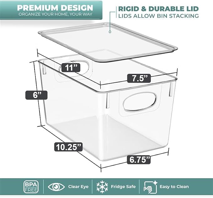 Sorbus 4-Pack Large Clear Plastic Storage Bins with Lids - Kitchen, Pantry, Fridge, and Cabinet Organizer - Image 2