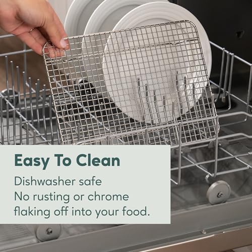 Ultra Cuisine Cooling & Baking Rack Set - Sheet Pan - 10'' x 14.7" | 100% Stainless Steel, Oven-Safe, Dishwasher-Safe, Heavy Duty Tight-Wire, Set of 2, Half Sheet Pan Cooling Racks, Easy Clean - Image 5