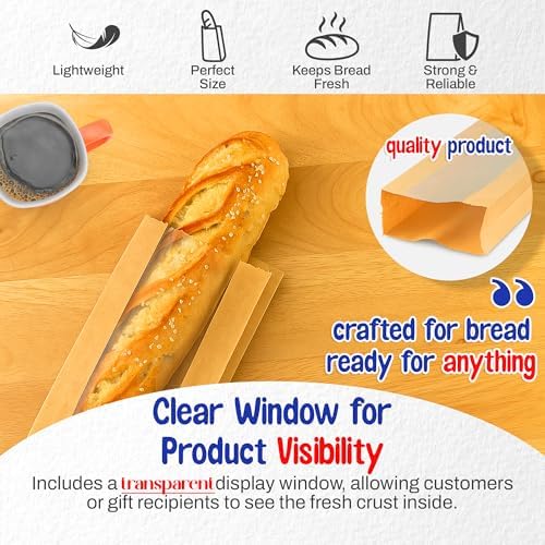 MT Products Kraft Bread Bags 6.5" x 2" x 18" - Disposable Paper Bags (Pack of 50) - Made in the USA - Image 3
