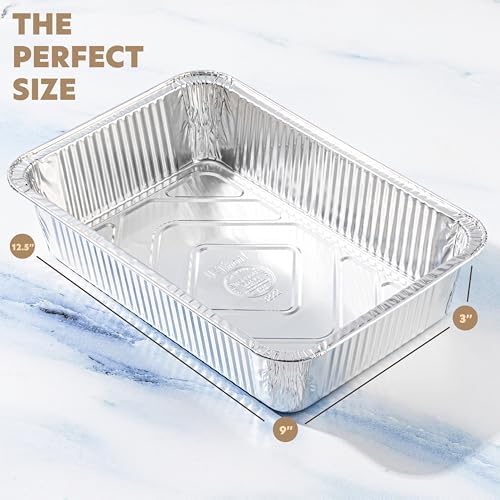PLASTICPRO 10 Pack Aluminum Pans 12.5'' x 9" Disposable Pans with Covers Heavy Duty 8 lb Foil Pans for Baking and Cooking - Image 6