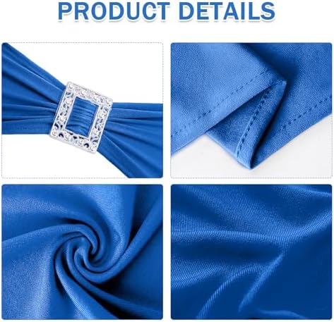Joccun 120 PCS Spandex Chair Sashes Bows Stretch Chair Cover Band with Buckle Slider Universal Elastic Chair Ties for Wedding Banquet Party Event Decoration (Royal Blue) - Image 3