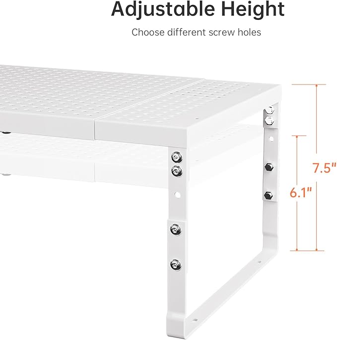 Cabinet Shelf,Expandable Adjustable Stackable Kitchen Organizer,for cabinets, Kitchens, countertops, bathrooms Shelf Organizer(3Packs/White,Large) - Image 4