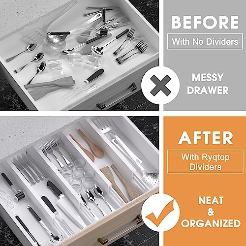 Bamboo Drawer Dividers, Adjustable Drawer Organizers, Fits 12.6–16" Drawers | 2.5" High, 4 Pack Expandable Drawer Separators for Kitchen, Nursery, Dressers & Office Storage, White - Image 3