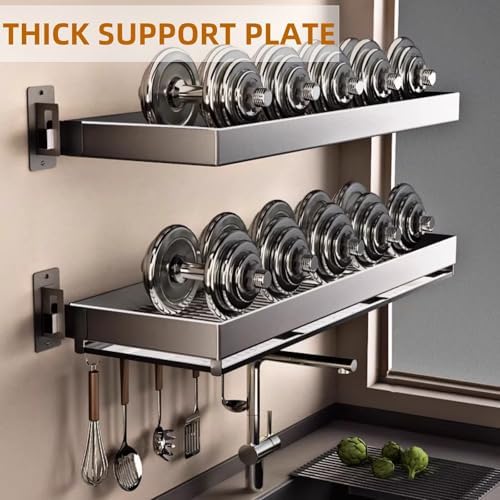 Wall-Mounted Stainless Steel Dish Drying Rack with Cutlery Holder,Hooks & Drainboard – Space-Saving Shelf for Plates,Bowls & Cups - Image 4