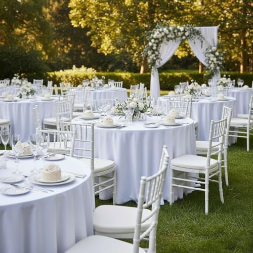 Fitable 6 Pack White Round Tablecloths 108 Inch for 36"-84" Tables - Image 3
