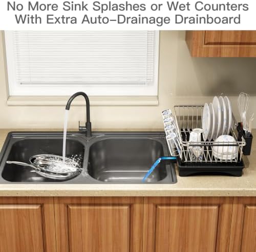 MAJALiS Dish Drying Rack Over The Sink with Utensil Holder, Drainboard - Image 5