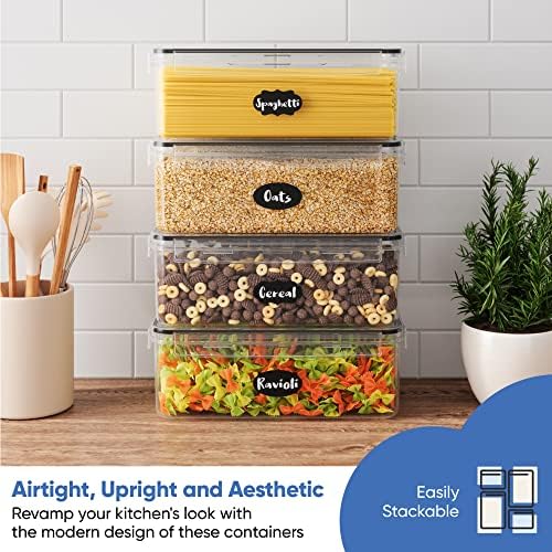 Chef's Path Airtight Food Storage Containers with Lids (Set of 4/3.6 Liters Each), Plastic Spaghetti Container for Pasta & Dry Food Storage, BPA Free Pantry Organizer Set with Kitchen Accessories - Image 5