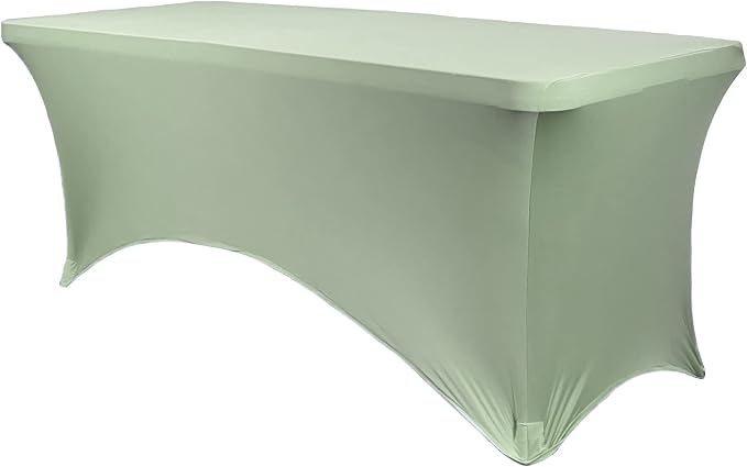 YOUR CHAIR COVERS Rectangular Spandex Tablecloth 6ft Fitted Wedding Event Patio Decorations Elastic Fabric Stretch Cover for Folding Table (Sage) by YourChairCovers