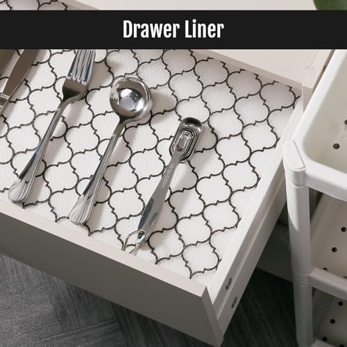 Cooyes Shelf Liner, Non Adhesive Drawer and Cabinet Liner, EVA Washable Oil-Proof Shelf Paper for Kitchen Cabinets, Refrigerator, Storage, Desks with Modern Pattern - Image 4