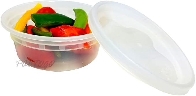 PCM 8 oz. Heavy Duty Round Deli Food Soup Plastic Container w/Lid 100% BPA Free (Pack of 48 Sets) - Image 6