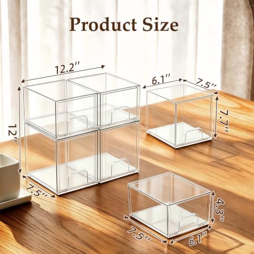 Baby Bottle Organizer 4 Pack Baby Bottle Storage Organizer Clear Bottles Station Acrylic Stackable Container Drawers Bins for Pacifiers,Nipples,Pump Parts for Countertop,Cabinet,Bathroom,Vanity - Image 2