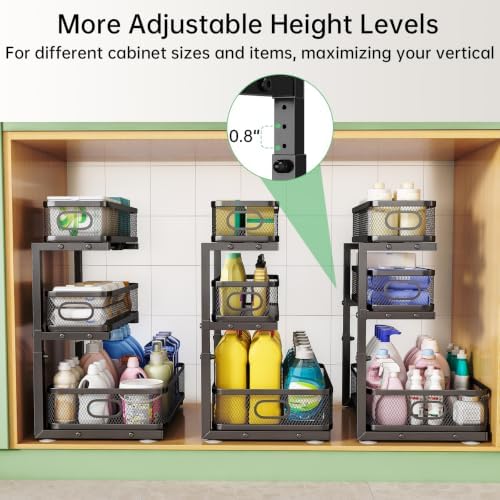 3-Tier Under Sink Organizer, Pull Out Cabinet Organizer for Kitchen & Bath - Image 6