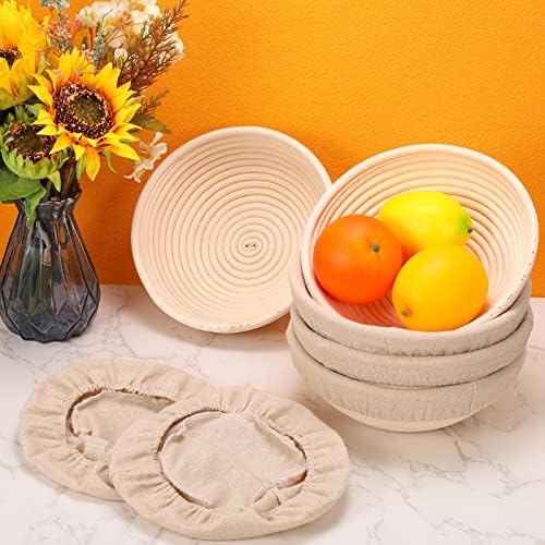 Gejoy 20 Sets Proofing Baskets Banneton with Cloth Liner,Round,9 Inch | Rattan Bread Baskets for Sourdough Baking, Round Banneton Bowls with Linen Liners, Bulk Supplies for Artisan Loaves - Image 3