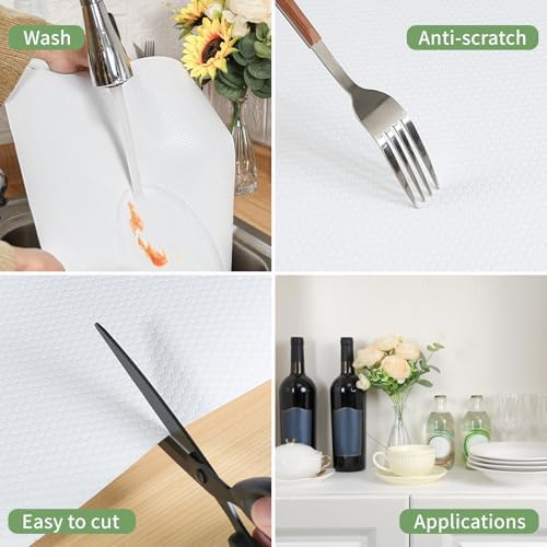 Shelf Liners 15 inch x 20 ft Shelf Liners for Kitchen cabinets nonstick Shelf Lining Drawer Mats EVA Protector for Cupboard (White,15 inch x 20 ft) - Image 3