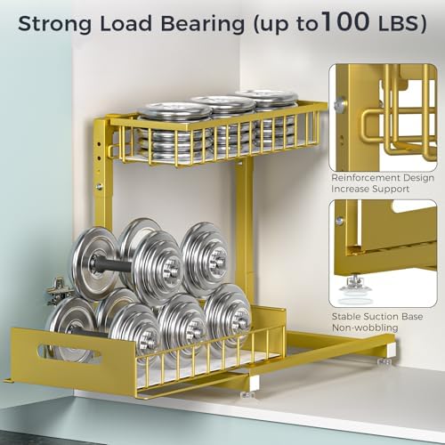 Saydear 2-Pack L-Shaped Under Sink Organizer, 2-Tier Pull-out Cabinet Rack - Image 5