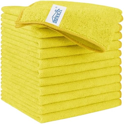 HOMEXCEL Yellow Microfiber Cleaning Cloth, Microfiber Towels for Car, 12 PK by HOMEXCEL
