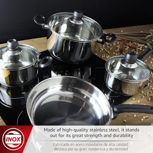 MAGEFESA Practika 7-Piece Stainless Steel Cookware Set, Includes Stockpot, Stew pot, Saucepan, Deep sauté, Compatible with All Types of Stovetops, Lids Included, Dishwasher safe - Image 2