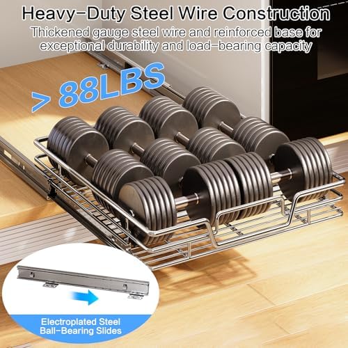 Kitchen Cabinet Pull Out Shelf and Drawer Organizer Slide Out Pantry Storaqe Basket in Multiple Sizes (14" W x18 D,1 Tier) - Image 4