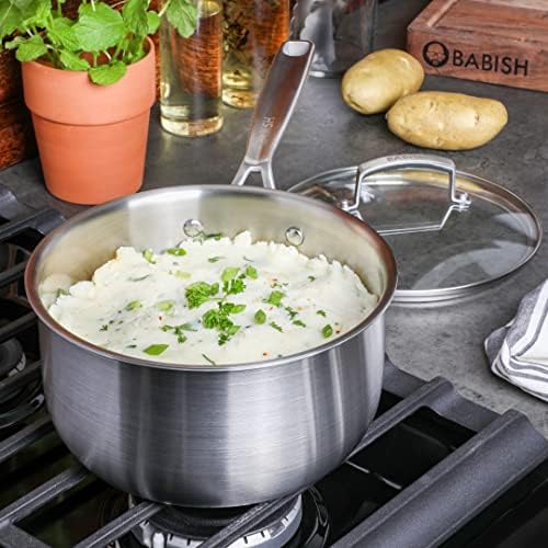 Babish Stainless Steel Saucepan 3.5 Quart Triply Professional Grade Cookware Durable Even Heat Distribution Sauce Pan with Handle for Cooking Boiling Sauces Soups and Everyday Kitchen Use - Image 6