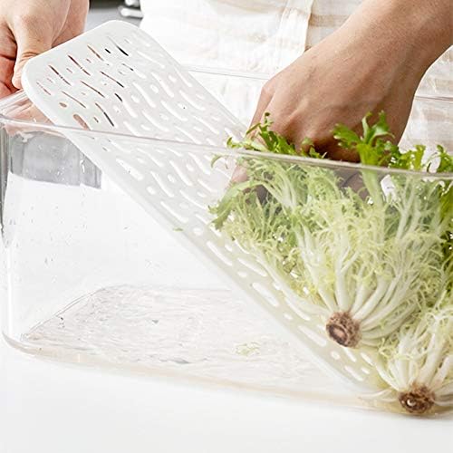 Slideep Refrigerator Food Storage Containers, Produce Saver Stackable Container with Lids & Removable Drain Tray, Freezer Bins Stay Fresh Lettuce Salad Container for Fridge - Image 4