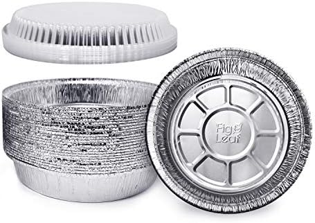 (360 Pack) Premium 7-Inch Round Foil Pans with Plastic Dome Lids l Heavy Duty l Disposable Aluminum Tin for Roasting, Baking, or Cooking by Fig+%26+Leaf