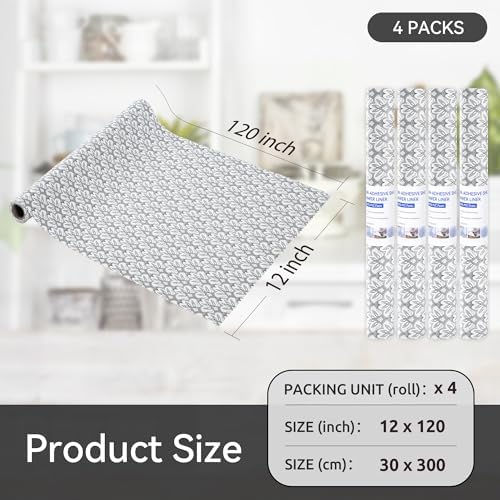 FIFTY FEET 12"x120" Non-Adhesive Shelf Liner for Kitchen Cabinets and Drawers, Washable Non-Slip PVC Cabinet Liner (Black Floral)(4 Roll) - Image 5