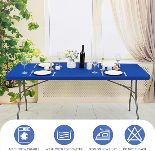 6 Pack Stretch Table Top Cap Cover, Royal Blue, 30" x 72" - Image 5