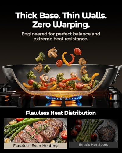 2-Piece Auto-Seasoning Carbon Steel Pan Set 10 & 12 Inch, Deep Nitrided Skillets Professional Cookware Bundle, Pre-seasoned, Wooden Handle, PFAS & PFOA-Free - Image 6