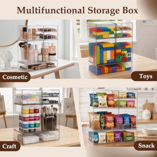 Baby Bottle Organizer 6 Pack Baby Bottle Storage Organizer Clear Bottles Station Acrylic Stackable Container Drawers Bins for Pacifiers,Nipples,Pump Parts for Countertop,Cabinet,Bathroom,Vanity - Image 4
