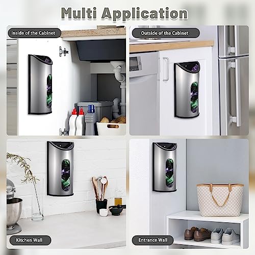 Sumnacon Plastic Bag Holder Wall Mount Grocery Bag Holder with Hardware, Stainless Steel Bag Dispenser for Plastic Bags Sturdy Plastic Bag Holders for Grocery Bags for Kitchen Pantry Cabinet - Image 6