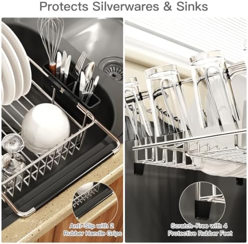MAJALiS Dish Drying Rack Over The Sink with Utensil Holder, Drainboard - Image 6