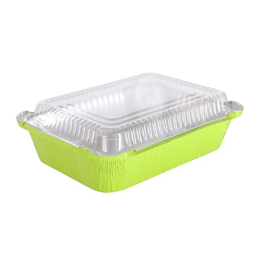 KitchenDance 3.75 Pounds Colored Aluminum Pans with Plastic Lids - Aluminum Casserole Pans With Lids, Heavy Duty Foil Pans, To Go Aluminum Pans With Lids for Cooking, Freezing & Storage - 3227P by KitchenDance