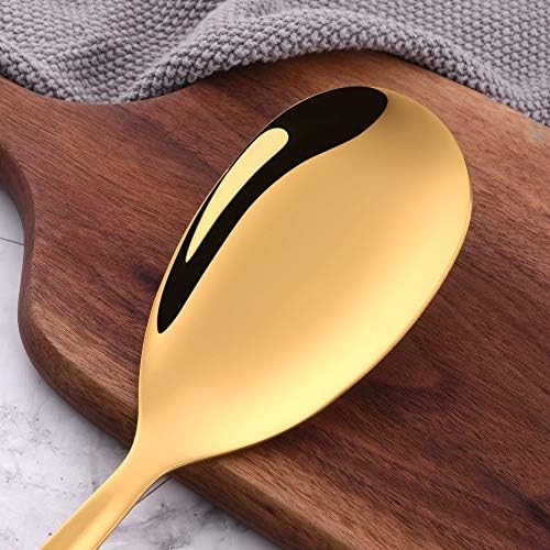 6 Pcs Gold Salad Spoon, Stainless Steel Titanium Plated Salad Servers Set Heavy Duty Mirror Polished Modern Spoons for Home, Kitchen and Restaurant(10.3 inches/26.2cm) - Image 4