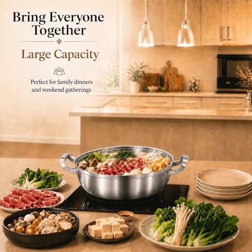 DELARLO Tri-Ply Stainless Steel Hot Pot 11 inch Everyday pan With lid,3.5QT - Image 5