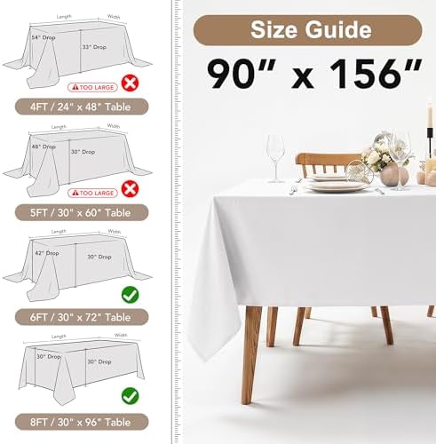 Fitable 6 Pack Tablecloths for Rectangle Table, 90 x 156 Inch, Hunter Green - Image 3