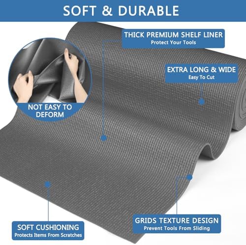 Foam Toolbox Liner Drawer Liner, Non-Slip Shelf Liners 24" W x 288" L Gray - Image 3