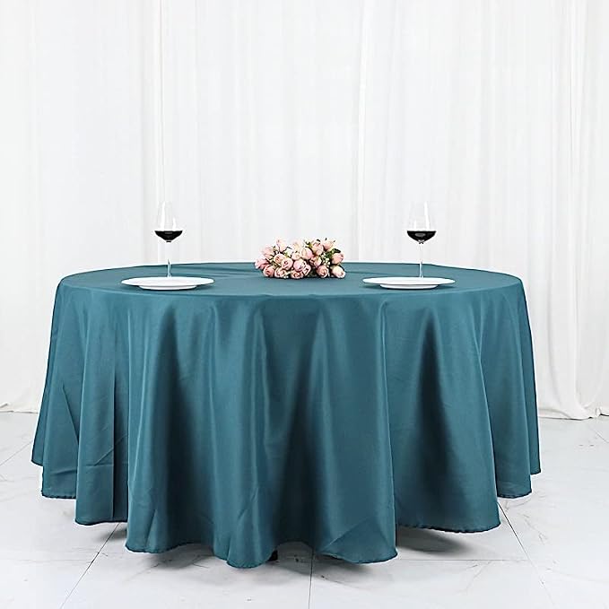 BalsaCircle 6 pcs 108 inch Peacock Teal Round Polyester Tablecloths Fabric Table Cover Linens for Wedding Party Banquet Reception Events Kitchen Dining - Image 8