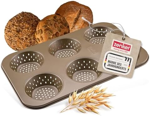 Zenker 6 Bread Trays, Perforated Baking Mould for Crispy Rolls, Non-Stick Coating Prevents Sticking, Heat Resistant up to +230°C, 34 x 22 x 3 cm by Zenker