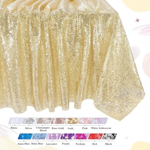 Light Gold Tablecloth Party Decor Sequin Fabric Cover Drapes 60x102 Inch - Image 6